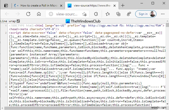 วิธีเปิดใช้งาน Line Wrap ใน Source View ใน Edge และ Chrome 