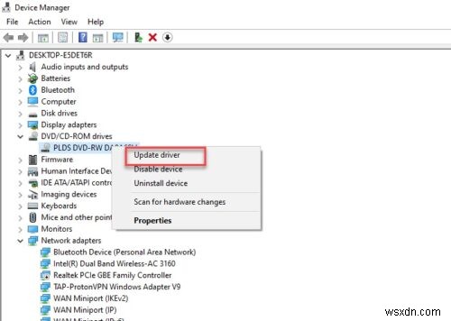 Không tìm thấy ổ ghi, Đảm bảo rằng ổ ghi được lắp đúng cách 