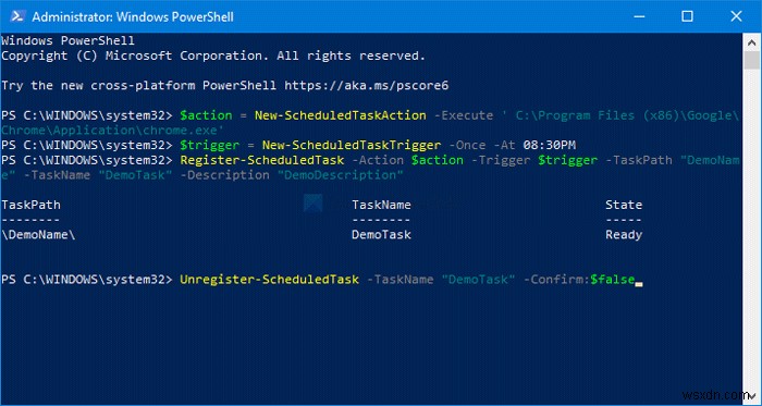 วิธีใช้ PowerShell เพื่อลบหรือสร้างงานที่กำหนดเวลาไว้บน Windows 11/10 