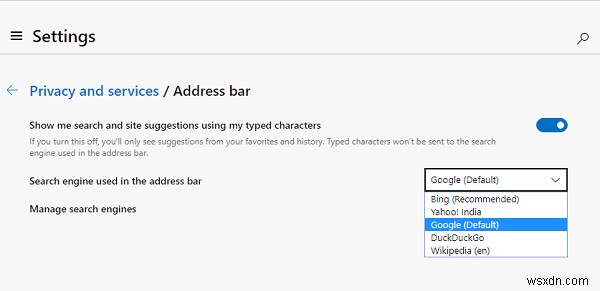 Cách thay đổi Công cụ tìm kiếm mặc định trong trình duyệt Microsoft Edge Chromium mới 
