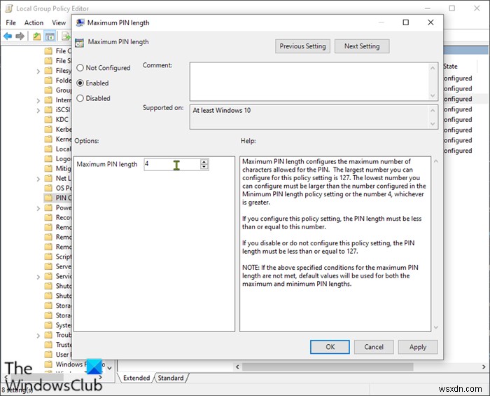 วิธีระบุความยาว PIN ขั้นต่ำและสูงสุดใน Windows 11/10 