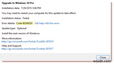 แก้ไขข้อผิดพลาดในการติดตั้ง อัปเดต หรืออัปเกรดล้มเหลว 