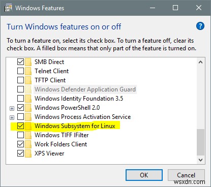 WslRegisterDistribution ล้มเหลวโดยมีข้อผิดพลาด 0x8007019e และ 0x8000000d – WSL 