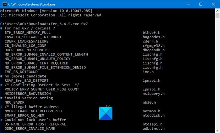 Mã lỗi Windows &Công cụ tra cứu tin nhắn 