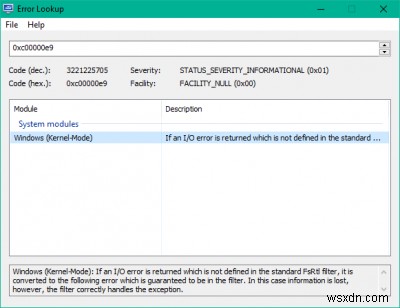 Mã lỗi Windows &Công cụ tra cứu tin nhắn 