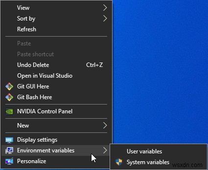 วิธีเพิ่มตัวแปรสภาพแวดล้อมให้กับเมนูบริบทใน Windows 11/10 