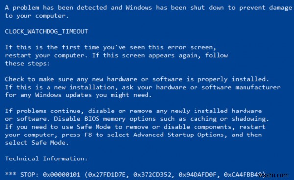 CLOCK_WATCHDOG_TIMEOUT Lỗi màn hình xanh trên Windows 11/10 