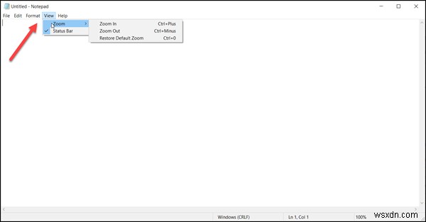 ฟีเจอร์ใหม่ใน Notepad ใน Windows 10 
