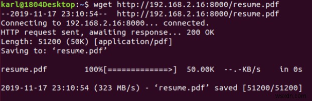 การถ่ายโอนไฟล์โดยใช้เซิร์ฟเวอร์ HTTP ในตัวของ Python 