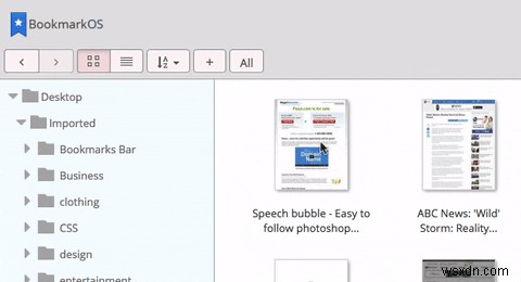 บุ๊กมาร์ก OS:ตัวจัดการบุ๊กมาร์กพร้อมอินเทอร์เฟซของตัวจัดการไฟล์ 