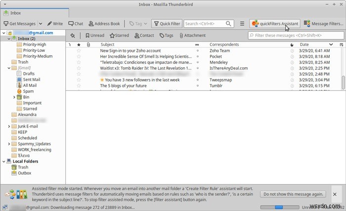 วิธีจัดระเบียบกล่องจดหมายเข้าของคุณด้วย QuickFilters ใน Thunderbird 