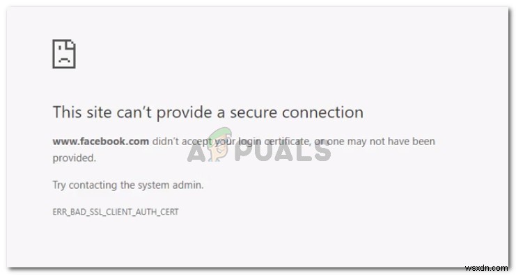 แก้ไข:ERR_BAD_SSL_CLIENT_AUTH_CERT