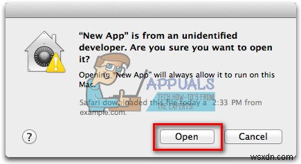 แก้ไข:ไม่สามารถเปิดได้เนื่องจากมาจากนักพัฒนาที่ไม่ระบุชื่อ 