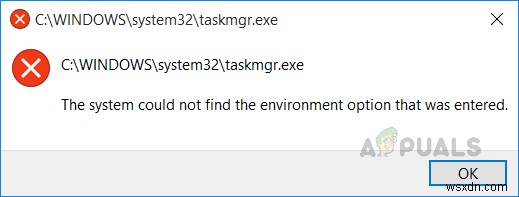 [แก้ไข] ระบบไม่พบตัวเลือกสภาพแวดล้อมที่ป้อน 
