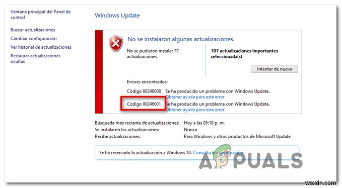 วิธีแก้ไขข้อผิดพลาดของ Windows Update 80246001 