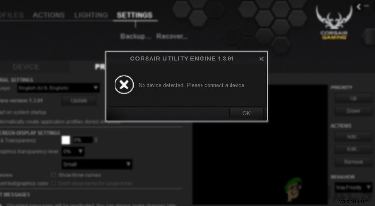 จะแก้ไขไม่พบอุปกรณ์ใน Corsair Utility Engine ได้อย่างไร 
