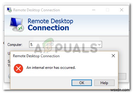 फिक्स:रिमोट डेस्कटॉप कनेक्शन  आंतरिक त्रुटि हुई है  