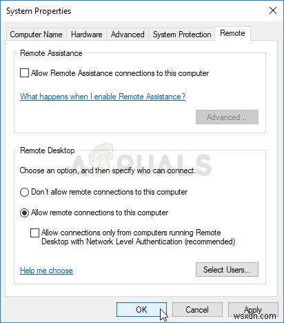 फिक्स:रिमोट डेस्कटॉप कनेक्शन  आंतरिक त्रुटि हुई है  
