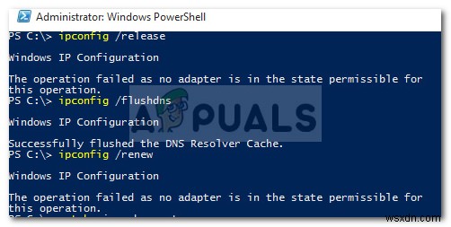 फिक्स:इस ऑपरेशन के लिए अनुमत राज्य में कोई एडेप्टर नहीं होने के कारण ऑपरेशन विफल हो गया 