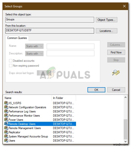 फिक्स:कनेक्शन अस्वीकार कर दिया गया था क्योंकि उपयोगकर्ता खाता दूरस्थ लॉगिन के लिए अधिकृत नहीं है 