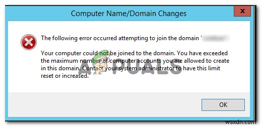 फिक्स:डोमेन में शामिल होने का प्रयास करने में निम्न त्रुटि हुई 