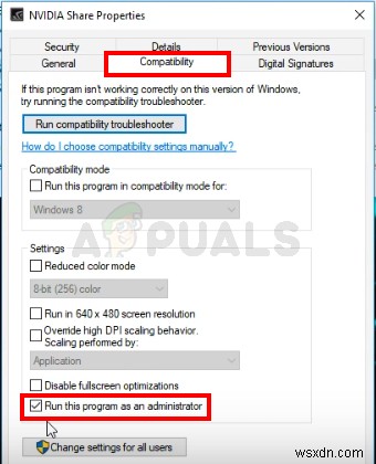 फिक्स:GeForce अनुभव शेयर खोलने में असमर्थ 