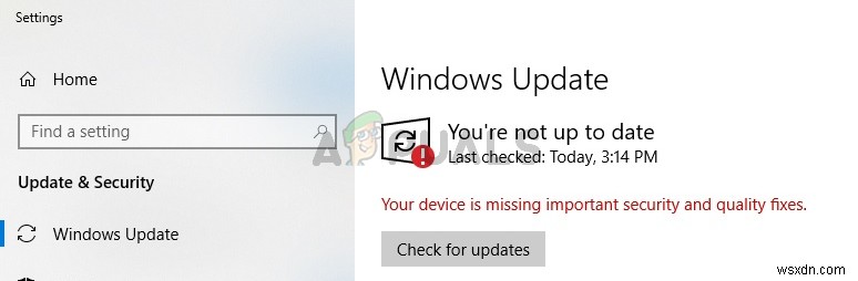 फिक्स:आपका डिवाइस महत्वपूर्ण सुरक्षा और गुणवत्ता सुधारों को याद कर रहा है 