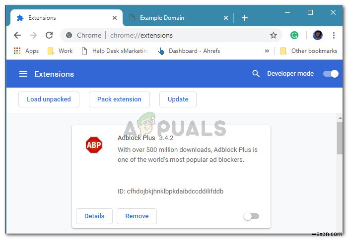 फिक्स:इस वेबपेज को एक एक्सटेंशन (ERR_BLOCKED_BY_CLIENT) द्वारा ब्लॉक किया गया था 