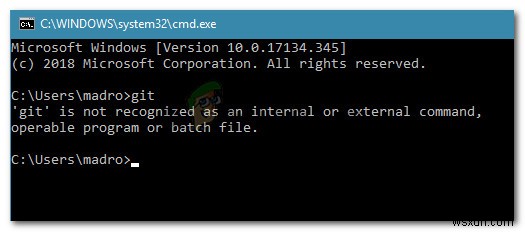 फिक्स: गिट  को आंतरिक या बाहरी कमांड के रूप में मान्यता नहीं है 