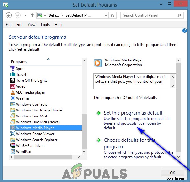 विंडोज मीडिया प्लेयर को डिफॉल्ट कैसे करें 