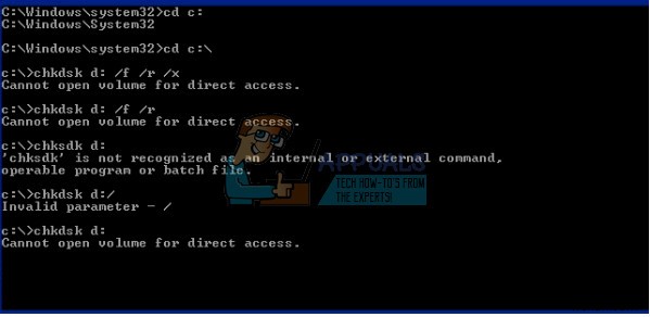 फिक्स:डायरेक्ट एक्सेस के लिए वॉल्यूम नहीं खोल सकता 