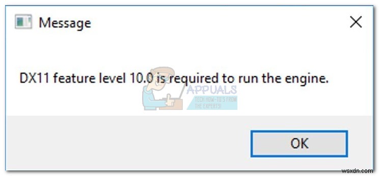 แก้ไข:ต้องใช้คุณลักษณะ DX11 ระดับ 10.0 เพื่อเรียกใช้เครื่องยนต์ 