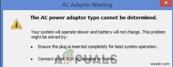 फिक्स:एसी पावर एडॉप्टर प्रकार निर्धारित नहीं किया जा सकता है 