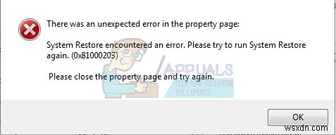 फिक्स:त्रुटि 0x81000203 के साथ सिस्टम पुनर्स्थापना विफलता 