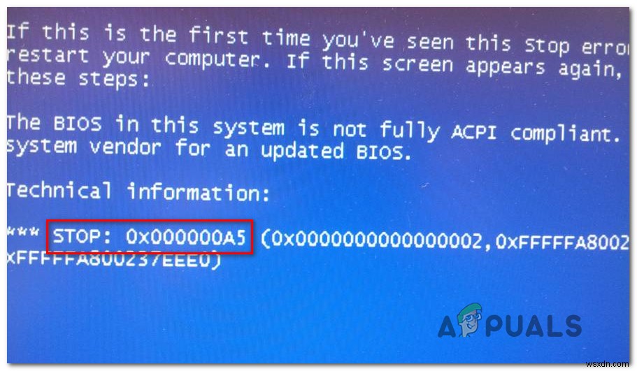Windows 7 स्थापित करते समय STOP त्रुटि 0x000000A5 ठीक करें 