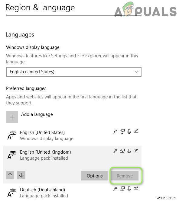 विंडोज 10 से कोई भाषा नहीं हटा सकता (फिक्स) 
