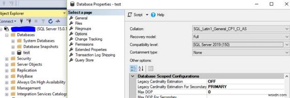 ระดับความเข้ากันได้ของฐานข้อมูล Microsoft SQL Server 