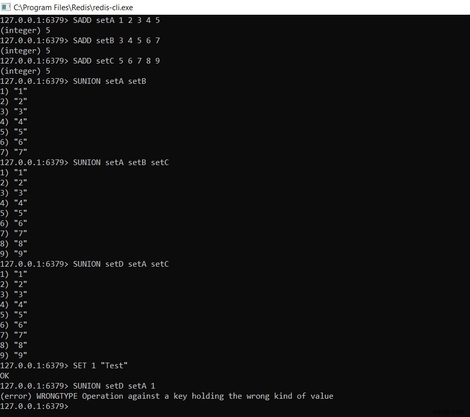วิธีดำเนินการยูเนียนของค่าที่ตั้งไว้ – Redis SUNION | SUNIONSTORE 