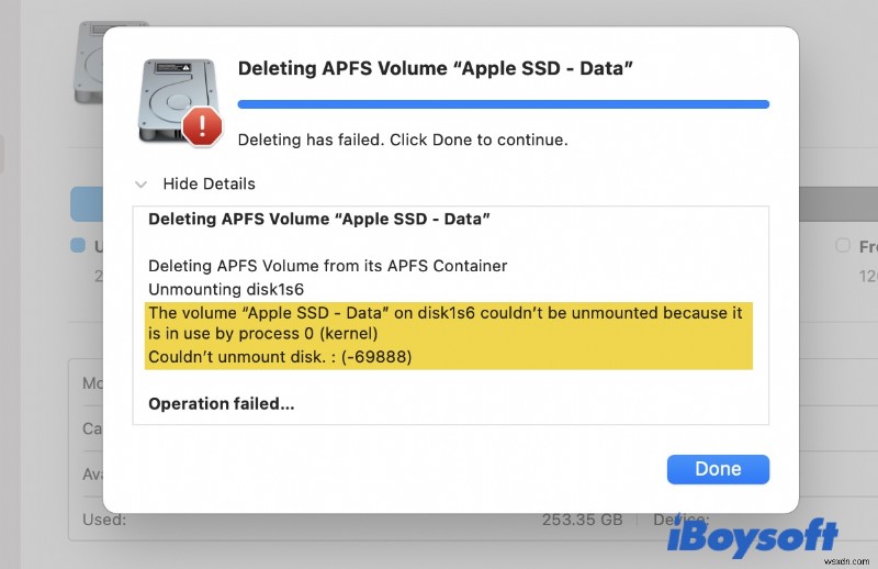 Sửa lỗi Mac không thể tháo đĩa 69888 trên đĩa trong và ngoài