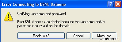 วิธีแก้ไขข้อผิดพลาด 691 ใน Windows XP 