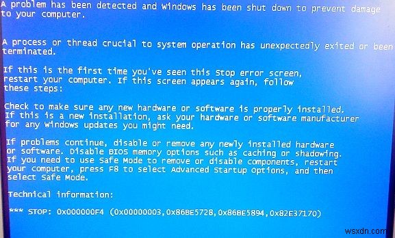 วิธีการแก้ไขข้อผิดพลาด BSOD Stop 0x000000f4
