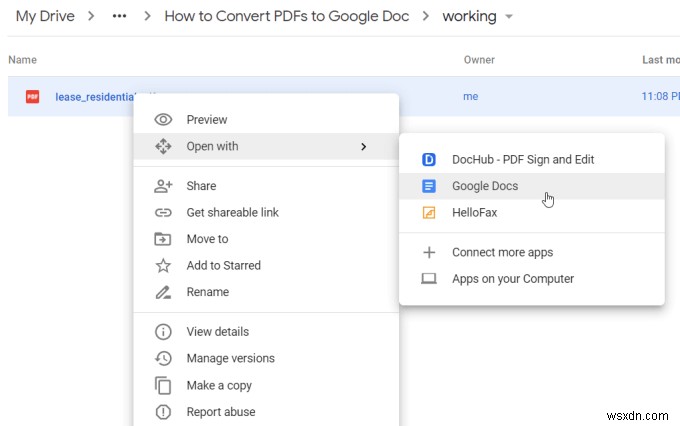 วิธีการแปลง PDF เป็นรูปแบบ Google Doc