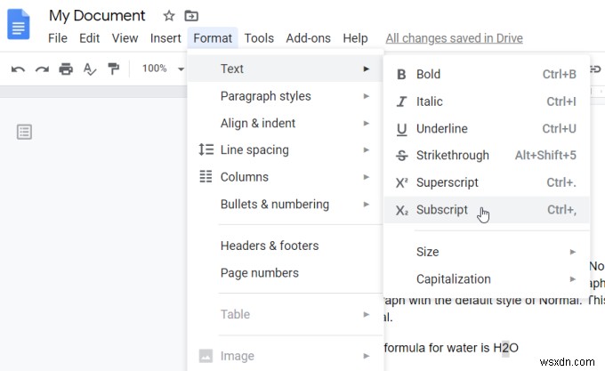 วิธีการทำตัวห้อยและตัวยกใน Google เอกสาร