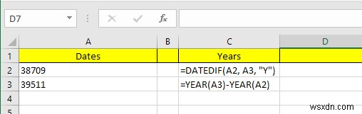วิธีการลบวันที่ใน Excel 