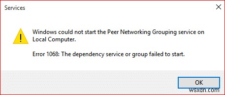 निर्भरता सेवा या समूह को प्रारंभ करने में विफल ठीक करें