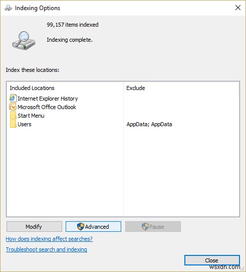 Searchindexer.exe উচ্চ CPU ব্যবহার ঠিক করুন 
