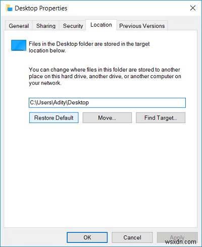 ফিক্স ডেস্কটপ অনুপলব্ধ একটি অবস্থান উল্লেখ করে 