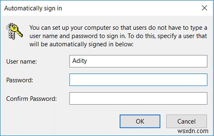 स्वचालित रूप से विंडोज 10 में यूजर अकाउंट में लॉग इन करें