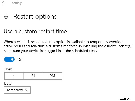 Windows 10 अपडेट के लिए सक्रिय घंटे अक्षम करें