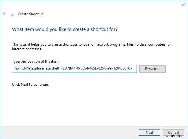 विंडोज 10 में कंट्रोल पैनल ऑल टास्क शॉर्टकट बनाएं 
